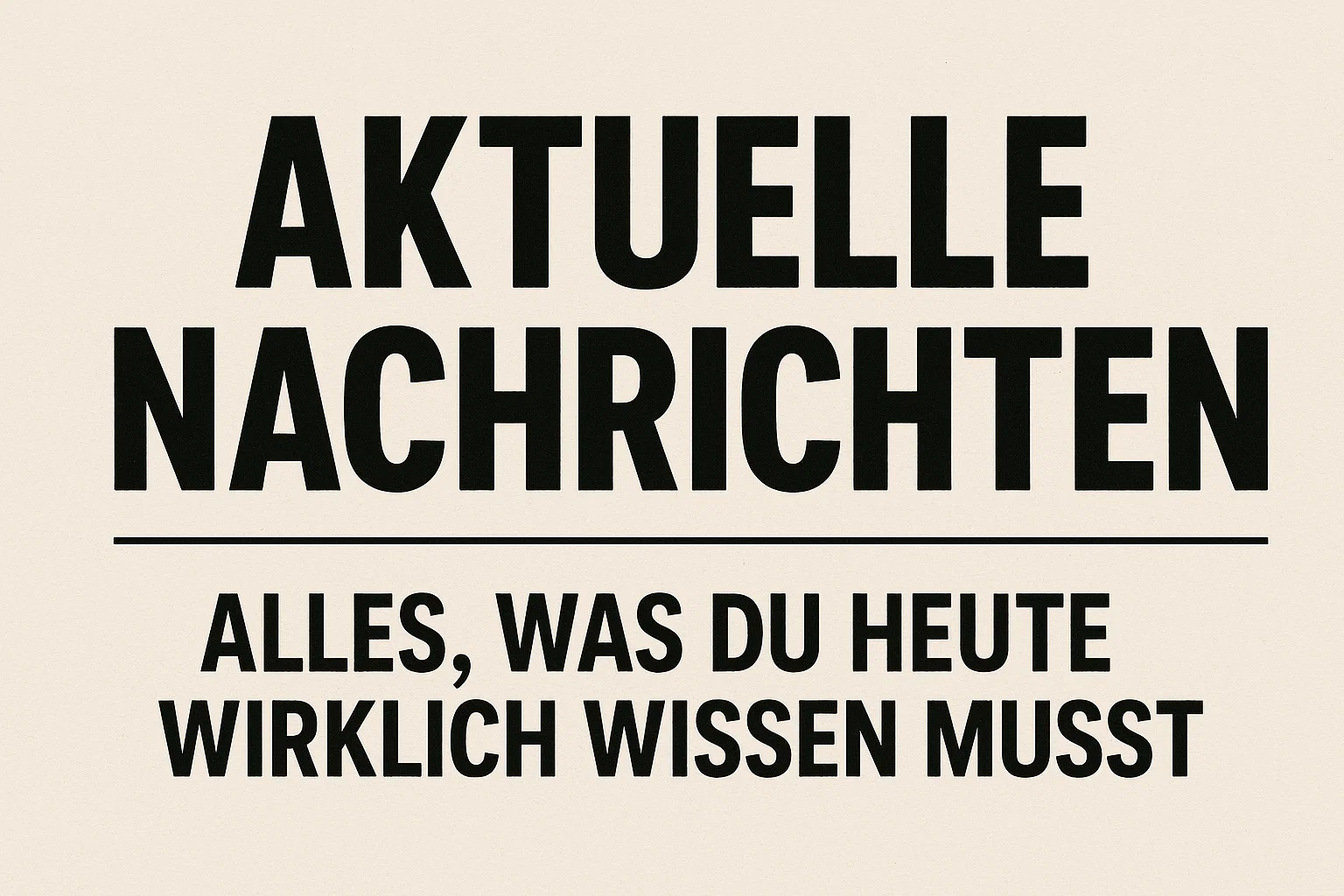 Aktuelle Nachrichten – Alles, was du heute wirklich wissen musst