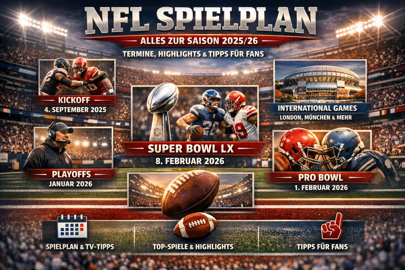NFL Spielplan: Alles zur Saison 2025/26 – Termine, Highlights Tipps für Fans