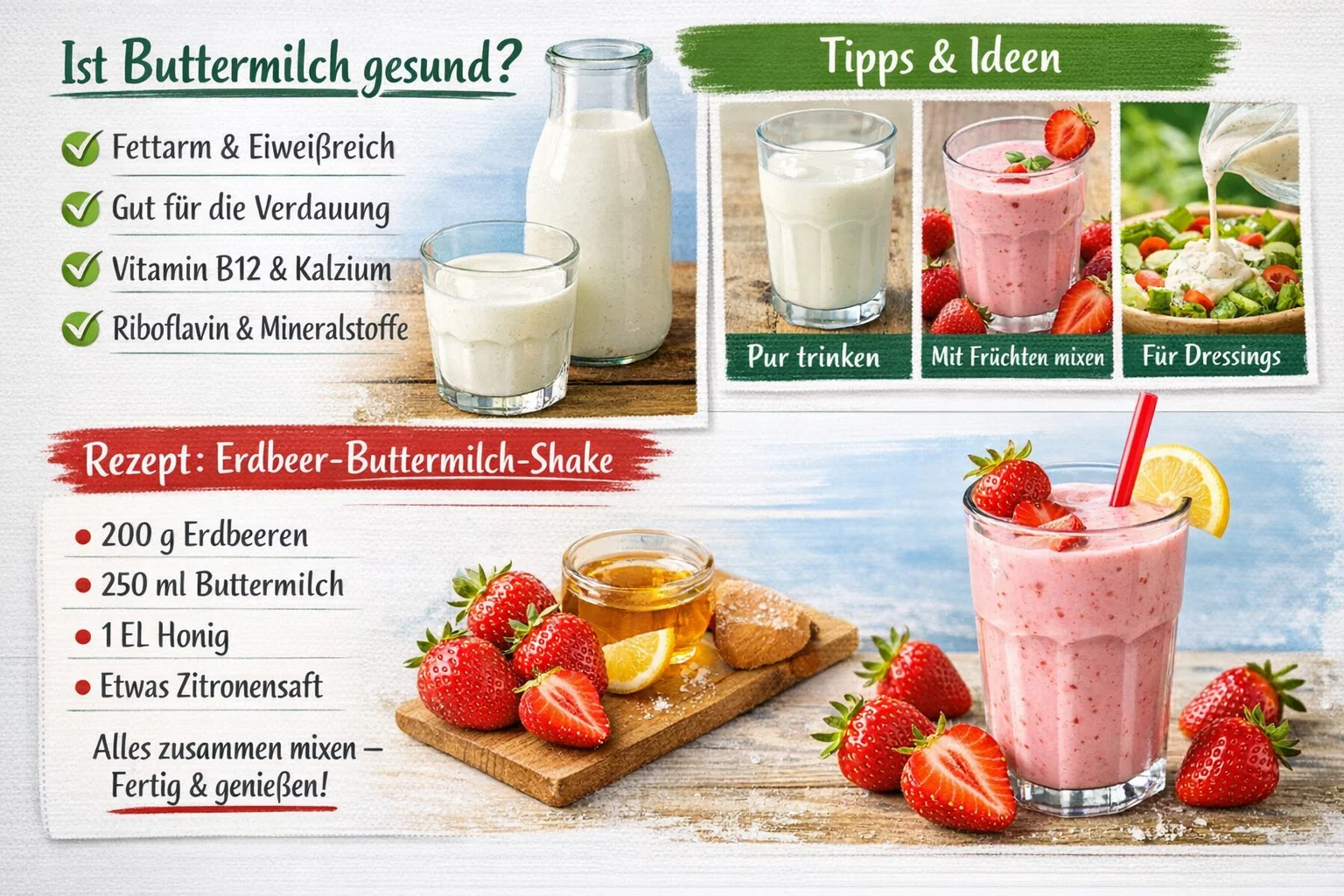 Ist Buttermilch gesund? Antwort mit Fakten, Tipps Rezepten