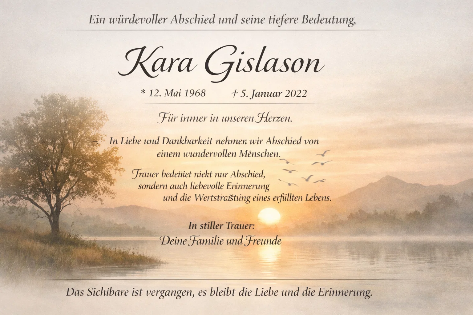 kara gislason traueranzeige – Ein würdevoller Abschied und seine tiefere Bedeutung