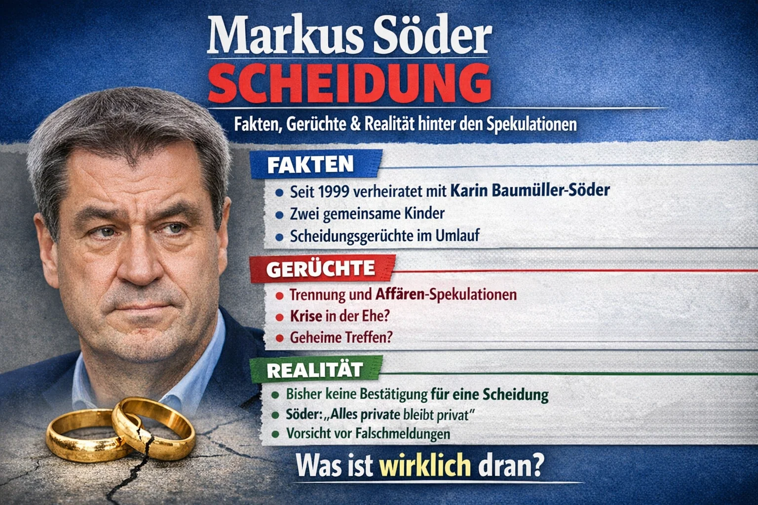 Markus Söder Scheidung – Fakten, Gerüchte & Realität hinter den Spekulationen